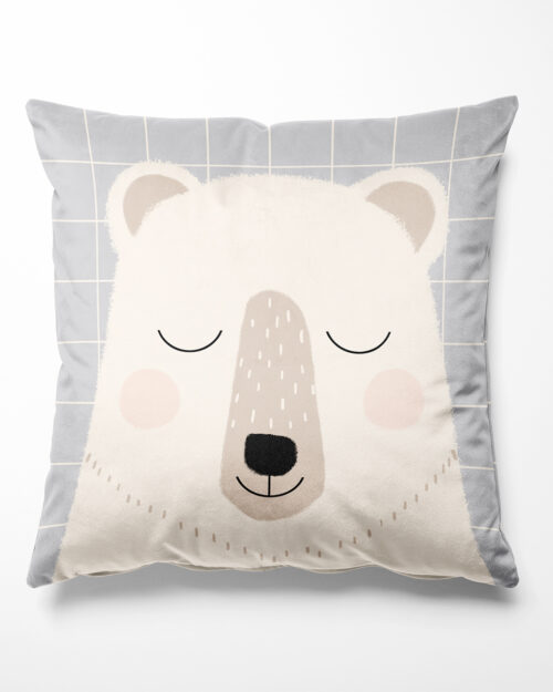 Coussin enfant ours polaire en velours, Made in France